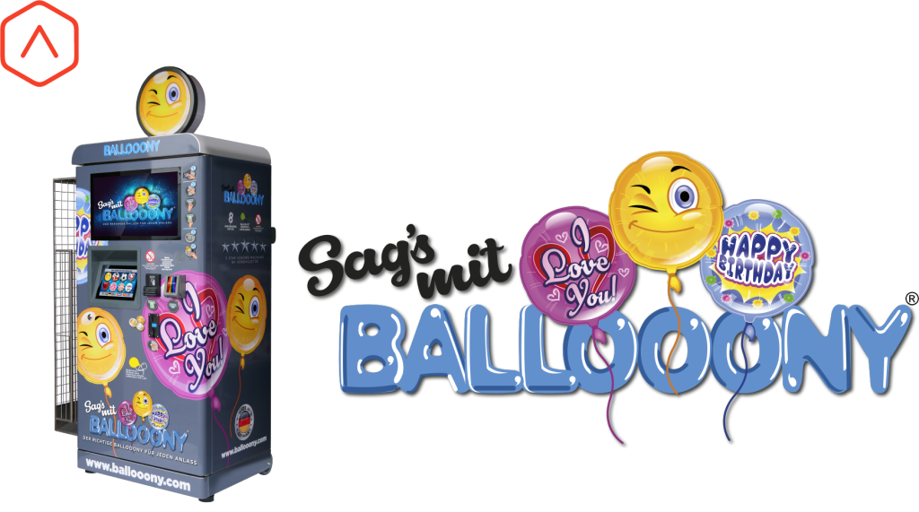 Ballooony Ballonautomat mit Logo queer